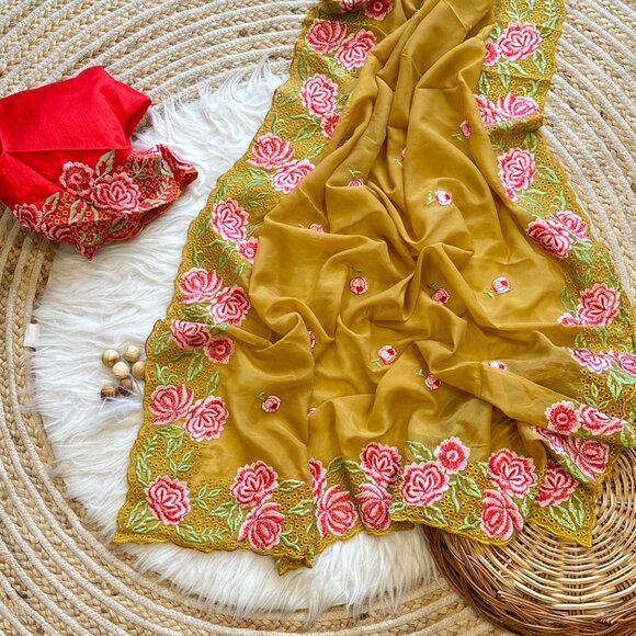 Organza silk--saree - Picture 2 of 11